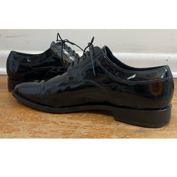 Vintage Mens Cole Haan Dress Shoes Size 11 Black Patent Leather Lace Up Derby main image 5